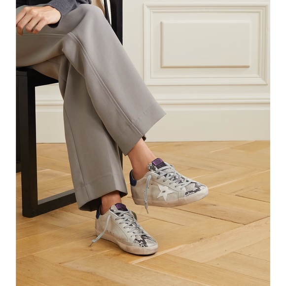 Golden Goose Superstar distressed snake-effect leather and suede sneakers SZ 38 - Picture 8 of 10